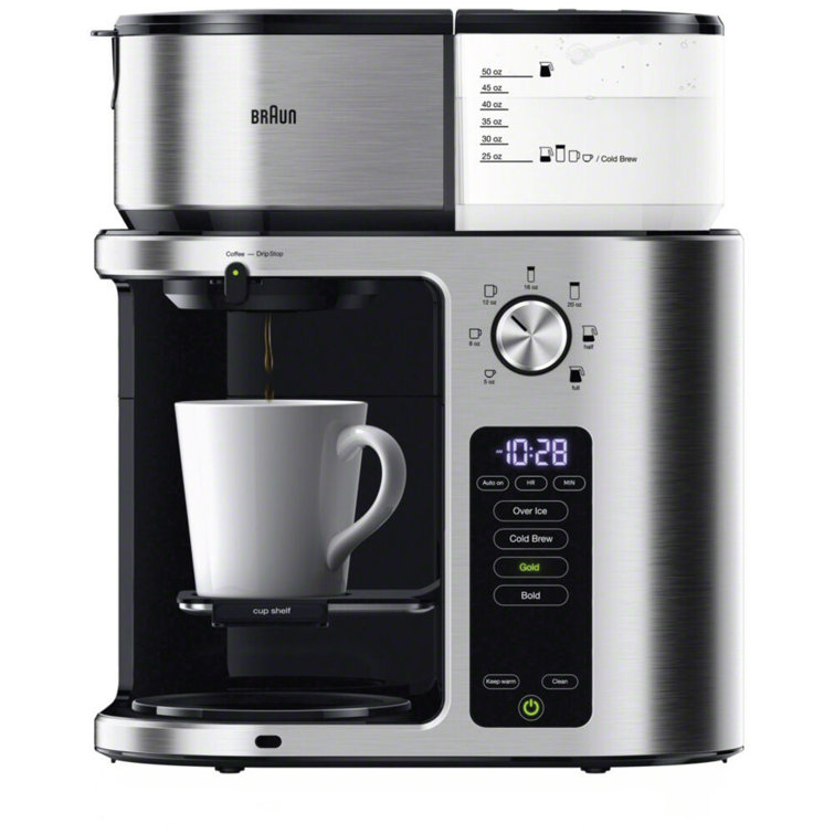 Braun Multiserve Plus 10 Cup Pod Free Drip Coffee Maker, 7 Brew Sizes
